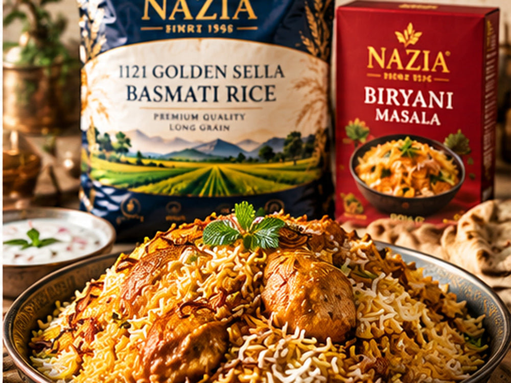 Authentic Chicken Biryani with NAZIA basmati rice and biryani masala