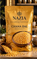 NAZIA Chana Dal 500g premium warm gold pouch