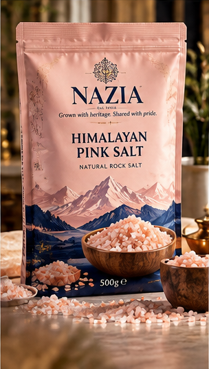NAZIA Himalayan Pink Salt 500g premium soft rose pouch