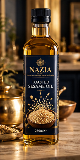 NAZIA Toasted Sesame Oil 250ml premium navy and gold bottle